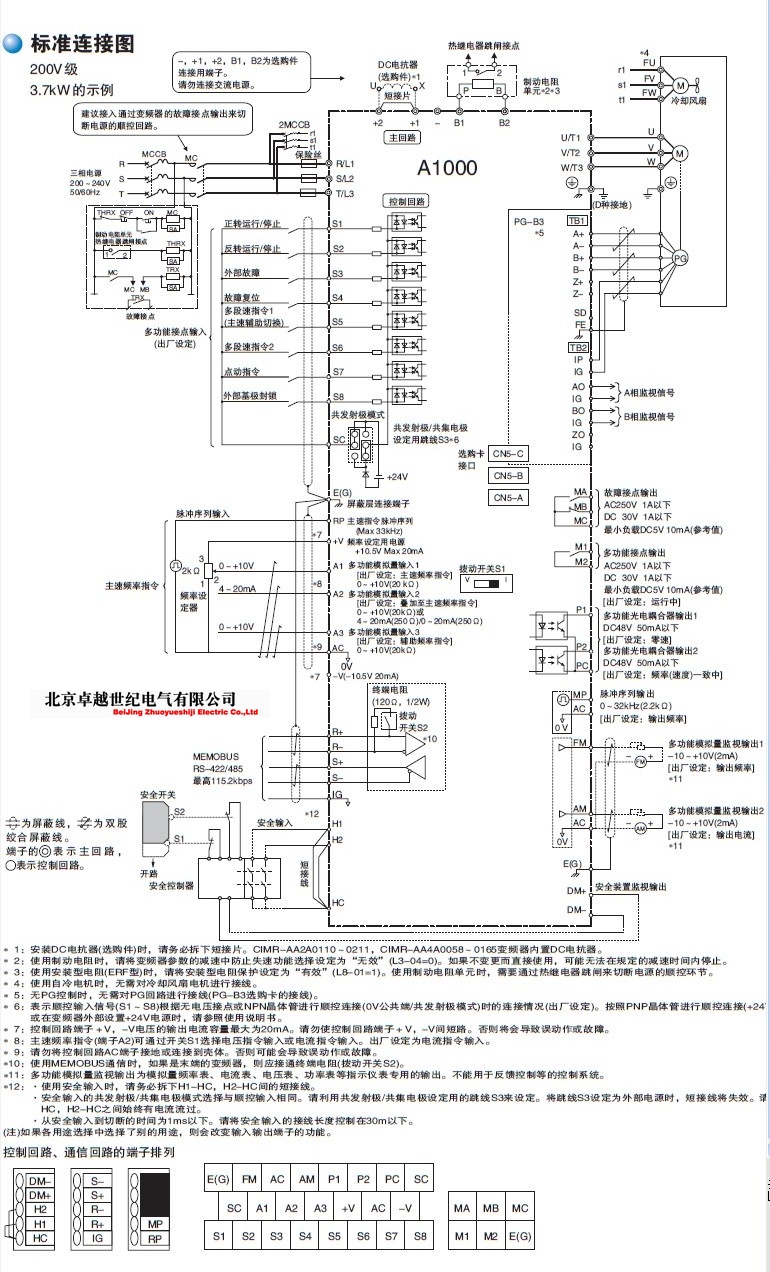 安川变频器a1000-北京卓越世纪电气有限公司_接线图分享 安川变频器a1000-北京卓越世纪电气有限公司
